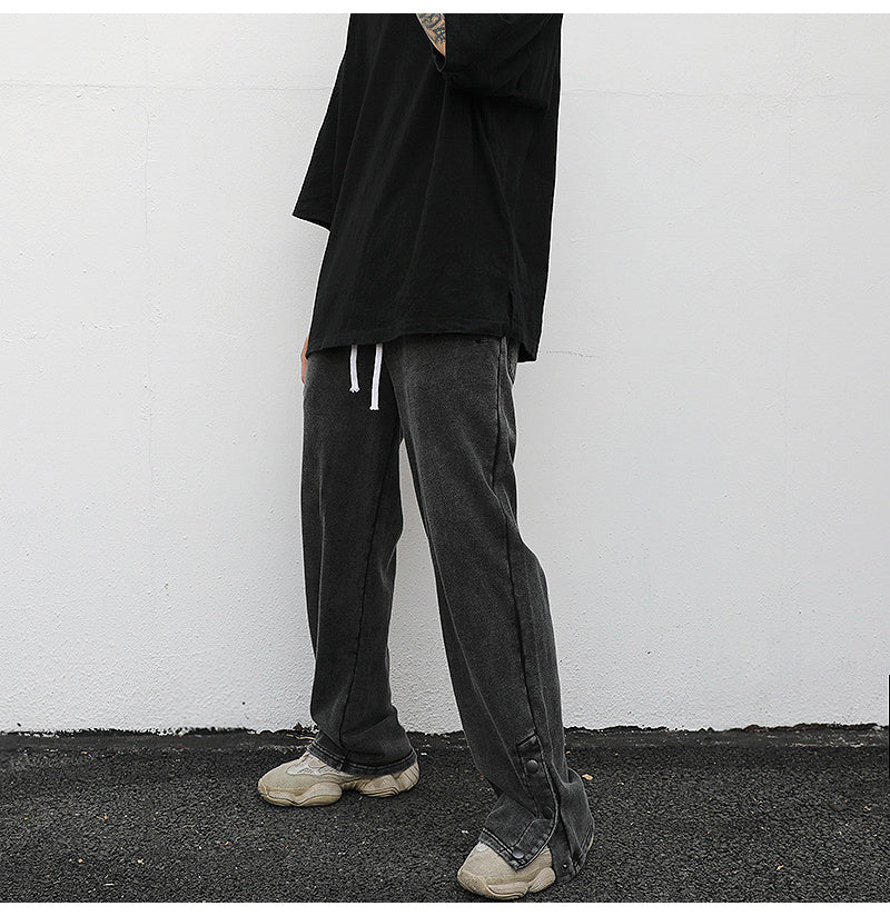 Slit loose terry sweatpants