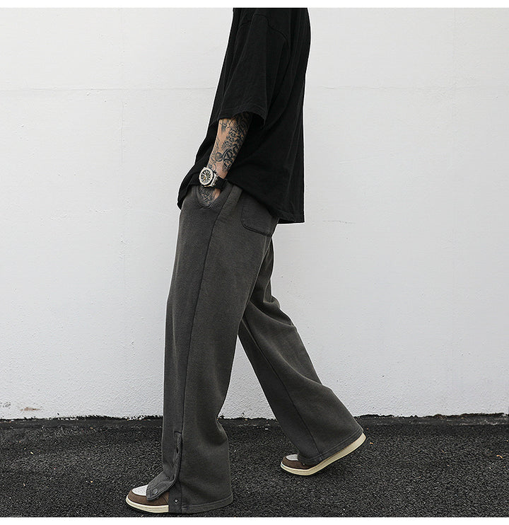 Slit loose terry sweatpants