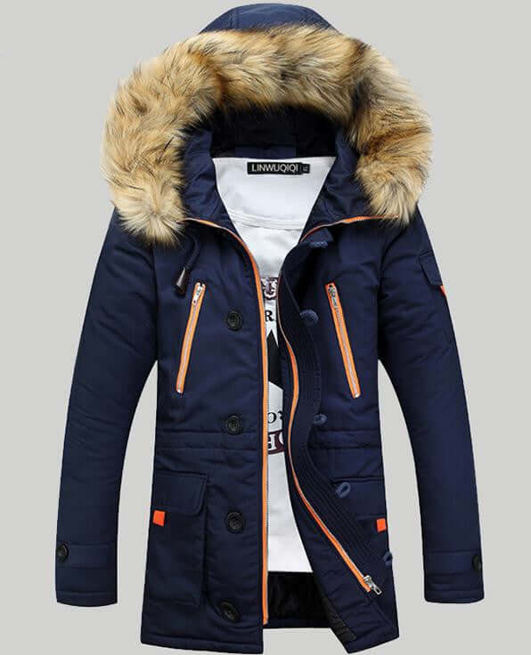 Autumn and winter thick padded jacket men's slim hooded padded jacket