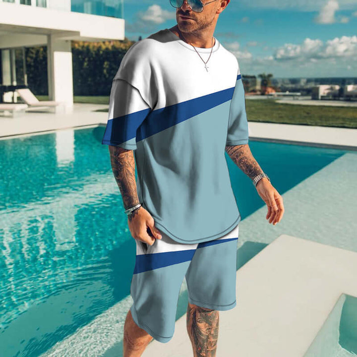 Men's Trendy Casual Beach Style Texture 3D Digital Suit