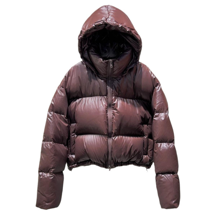 European Goods Down Jacket Women's Short Loose Thick White Duck Down Detachable Hat