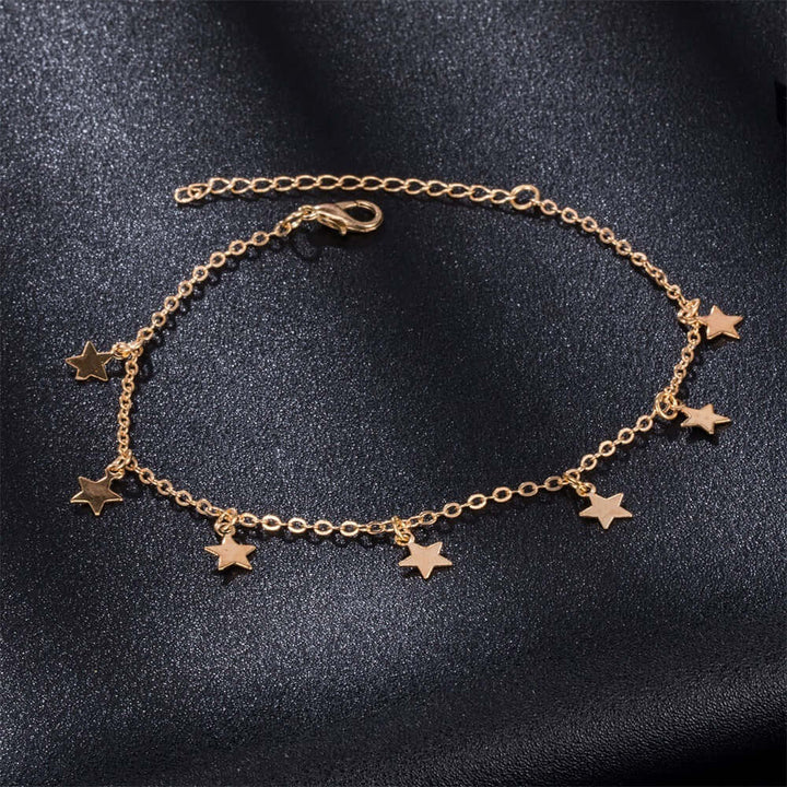 Simple star fashion anklet jewelry in gold, designed in a geometric style for women, perfect for gifts and special occasions.