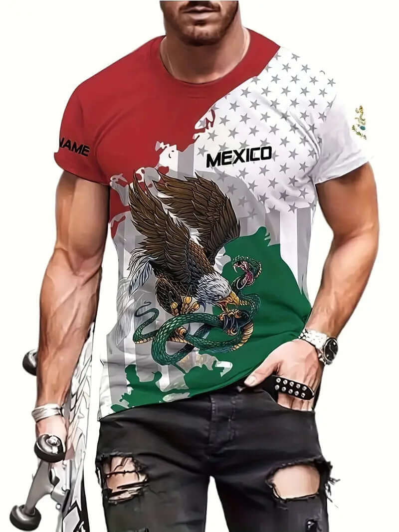 Eagle And Snake T-shirt Loose Round Neck Men's Short Sleeve T-shirt