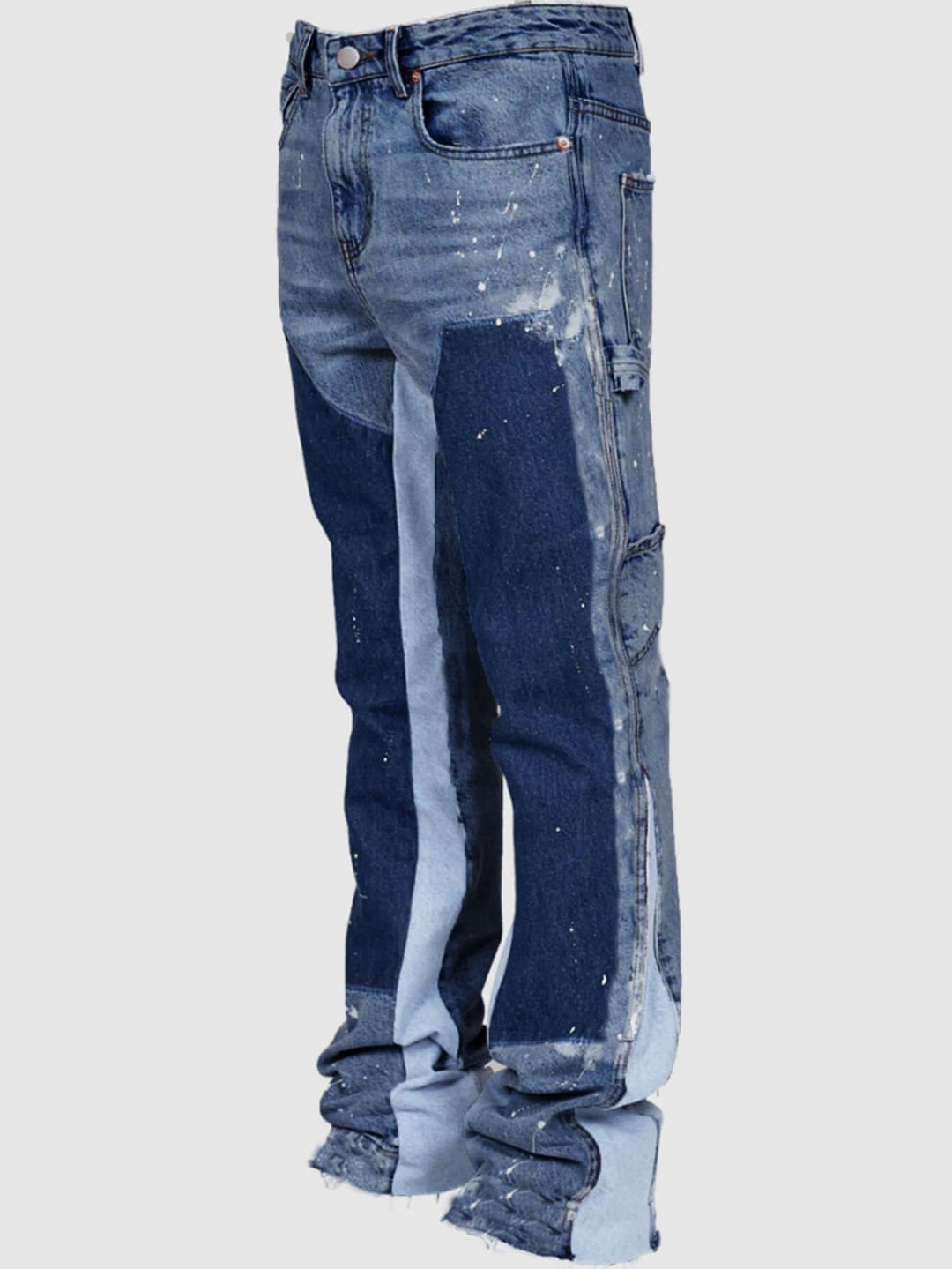 Men's Elastic Patch Denim Laminated Bell-bottom Pants