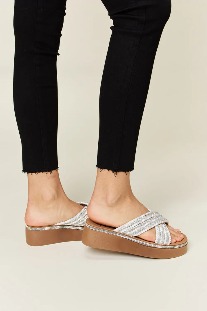 Silver platform sandals 