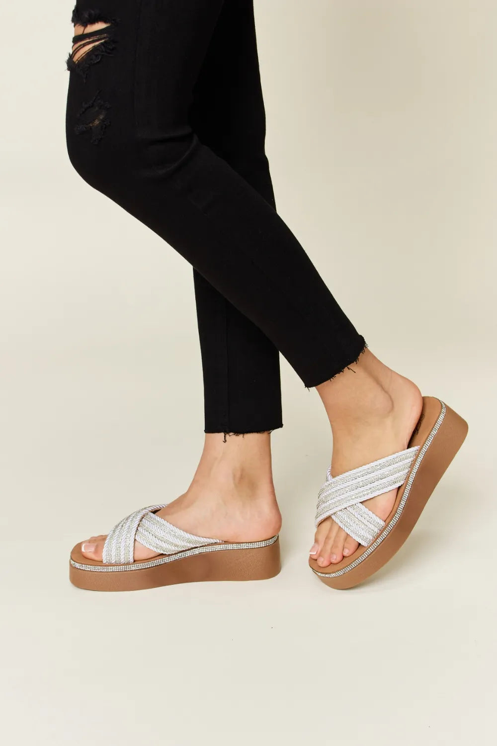 silver platform sandals