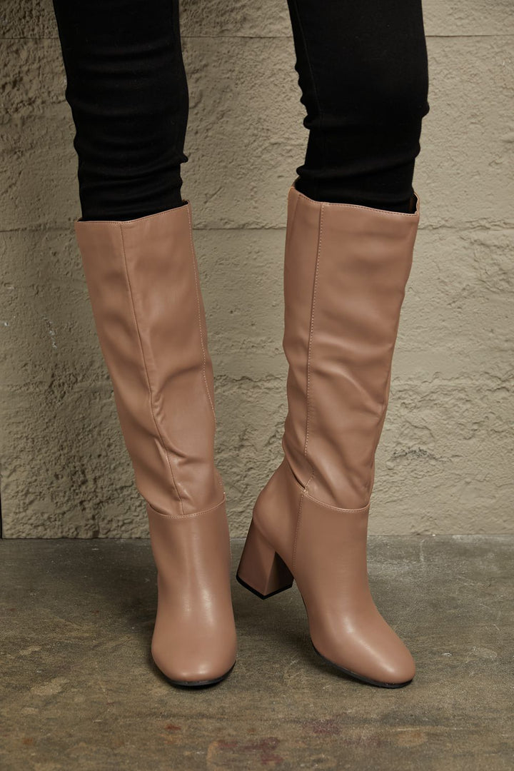 Tan colour knee-high boots 