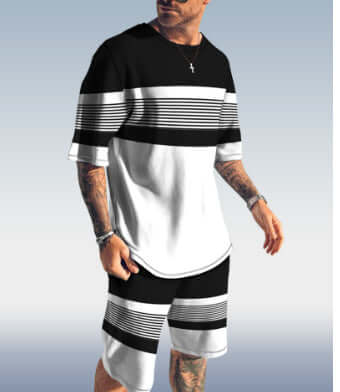 Men's Trendy Casual Beach Style Texture 3D Digital Suit