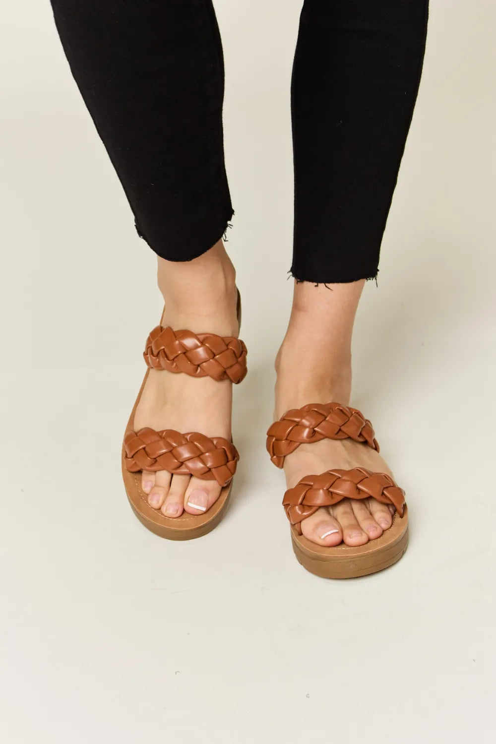 Brown strip sandals