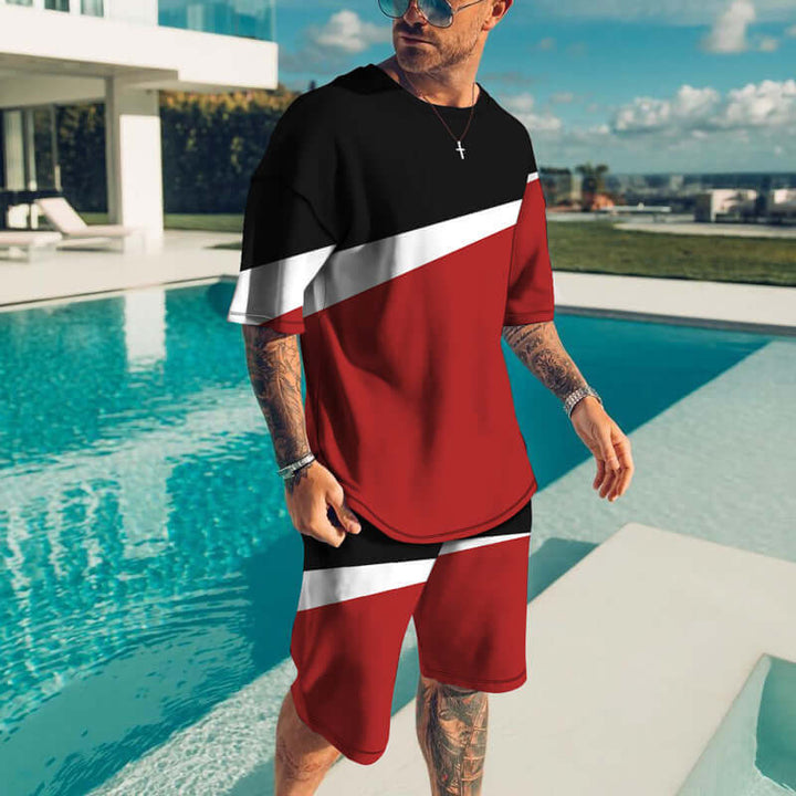 Men's Trendy Casual Beach Style Texture 3D Digital Suit