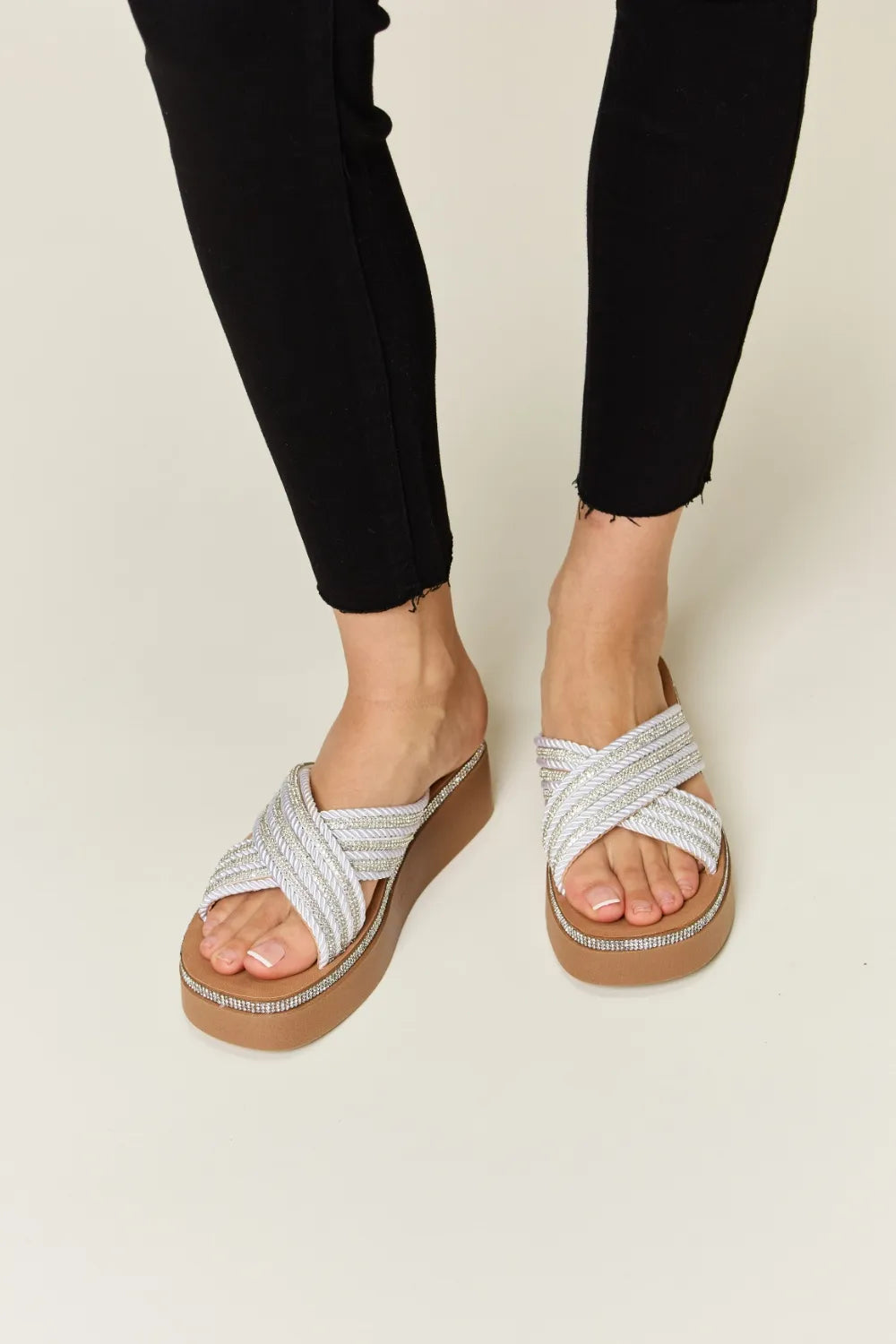 White woven sandals 
