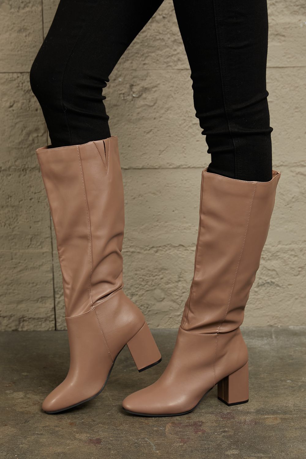 Tan knee-high boots 