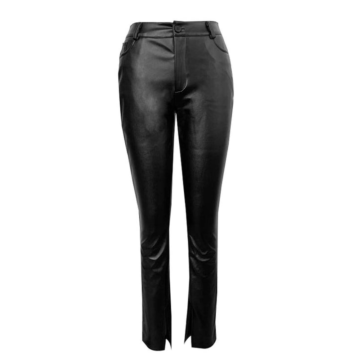 Casual Pants High Waist Slimming And Tight Women Leather Pants