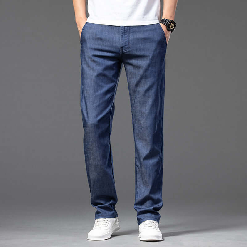 High-end Lyocell Jeans Men's Thin Straight